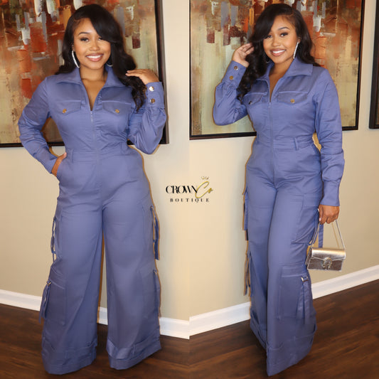 Lovely In Blue Jumpsuit