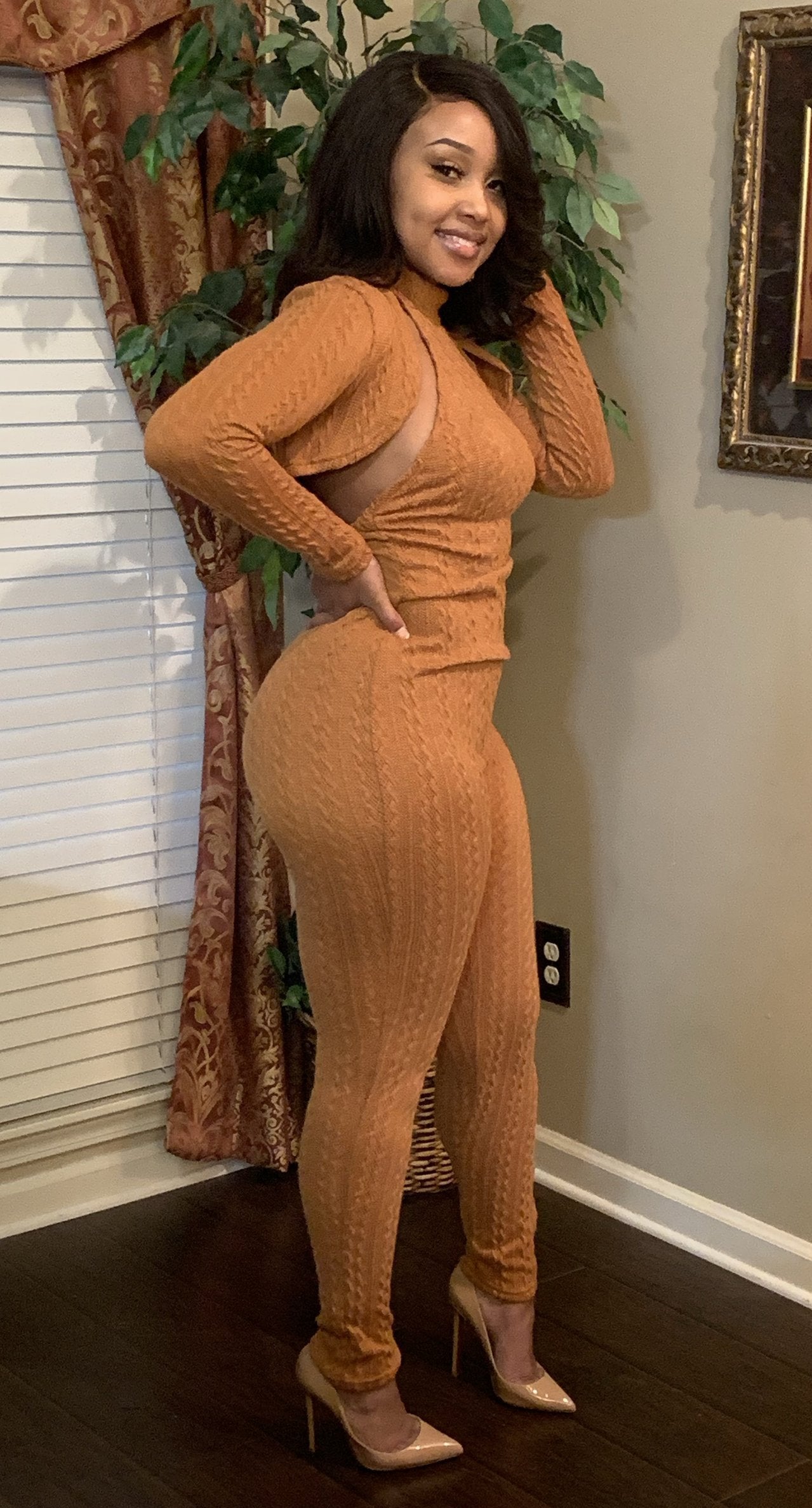 Iclyn Cable Knit Jumpsuit Set